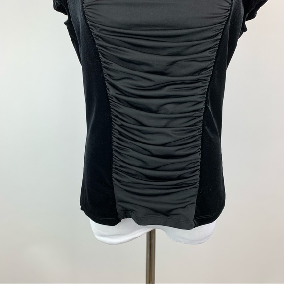 Ellen Tracy Black Velvet Satin Gathered Corset Top - Picture 4 of 8